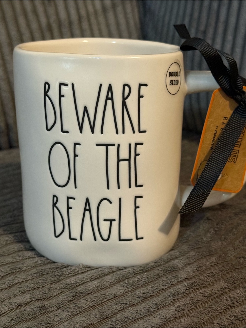 Rae Dunn x Peanuts White 'Beware of the Beagle' Ceramic Mug - Double Sided
